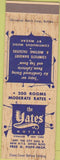 Matchbook Cover - Yates Hotel Syracuse NY