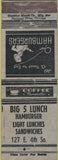 Matchbook Cover - Big 5 Lunch Hamburgers WEAR