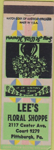 Matchbook Cover - Lee's Floral Shoppe Pittsburgh PA