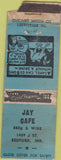 Matchbook Cover - Jay Cafe Redford IN POOR
