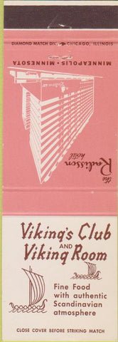 Matchbook Cover - Radisson Hotel Minneapolis MN Vikings Club