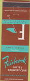 Matchbook Cover - Fairbroob Country Club Holden MA