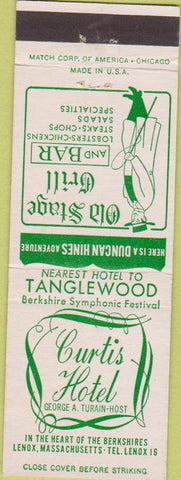 Matchbook Cover - Curtis Hotel Lenox MA