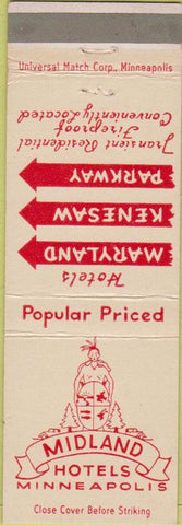 Matchbook Cover - Midland Hotels Minneapolis MN