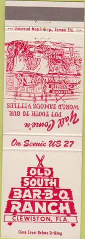 Matchbook Cover - Old South BBQ Clewiston FL