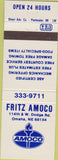 Matchbook Cover - Fritz Amoco oil gas Omaha NE