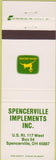Matchbook Cover - Spencerville John Deere tractors OH