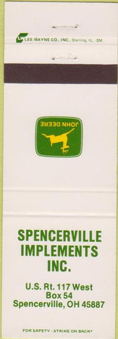 Matchbook Cover - Spencerville John Deere tractors OH