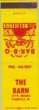 Matchbook Cover - The Barn BBQ Evansville IN