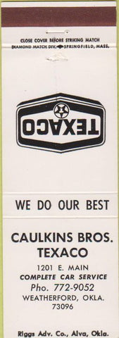 Matchbook Cover - Texaco Oil Gas Weatherford OK