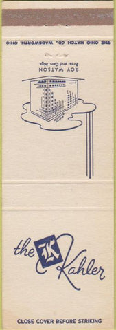Matchbook Cover - The Kahler Hotel Rochester MN