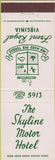 Matchbook Cover - The Skyline Motor Hotel Front Royal VA