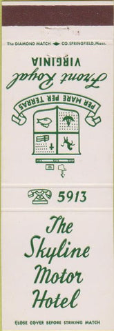 Matchbook Cover - The Skyline Motor Hotel Front Royal VA