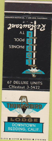 Matchbook Cover - Thunderbird Lodge Redding CA