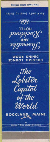 Matchbook Cover - Thorndike Rockland Hotel ME