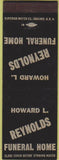 Matchbook Cover - Reynolds Funeral Home NO TOWN