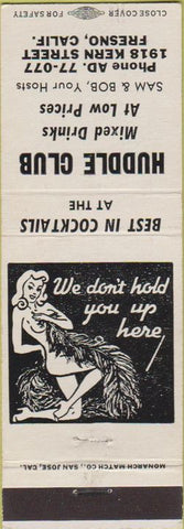 Matchbook Cover - Huddle Club Fresno CA girlie