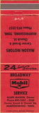 Matchbook Cover - Broadway Mobil oil gas Murfreesboro TN
