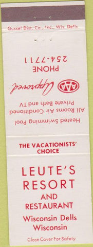 Matchbook Cover - Leute's Resort Wisconsin Dells WI