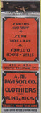 Matchbook Cover - AM Davison Clothes Flint MI WEAR