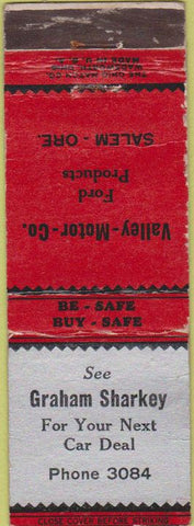 Matchbook Cover - Valley Motor Co Ford Salem OR WORN
