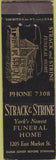 Matchbook Cover - Strack Strine Funeral Home York PA