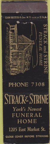 Matchbook Cover - Strack Strine Funeral Home York PA