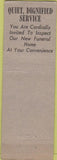 Matchbook Cover - Strack Strine Funeral Home York PA