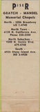 Matchbook Cover - Gratch Mandel Funeral Home Skokie? Chicago