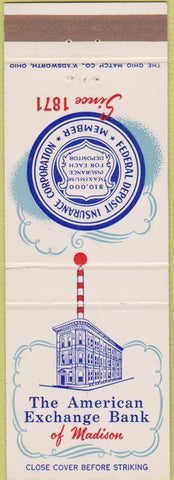 Matchbook Cover - American Exchange Bank Madison WI