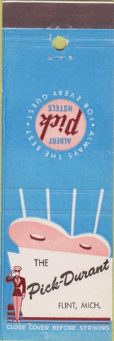 Matchbook Cover - Pick Durant Hotel Flint MI