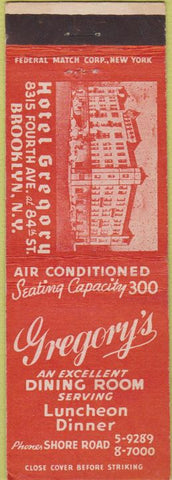 Matchbook Cover - Gregory's Dining Room Brooklyn NY
