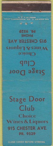 Matchbook Cover - Stage Door Club NO TOWN