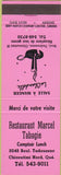 Matchbook Cover - Restaurant Marcel Tgabagie Chicoutimi Nord QC