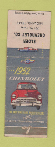 Matchbook Cover - 1952 Chevrolet Elder Midland TX WEAR