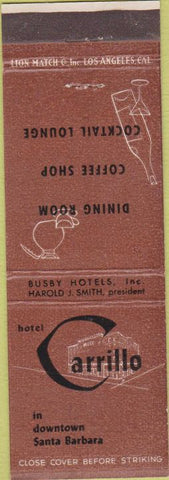 Matchbook Cover - Carrillo Santa Barbara CA