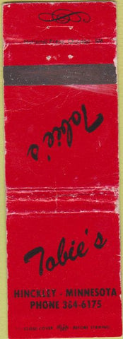 Matchbook Cover - Tobie's Hinckley MN WORN