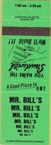 Matchbook Cover - Mr. Bills Restaurant managed by the Blind MD?