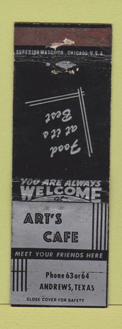 Matchbook Cover - Art's Cafe Andrews TX low phone # WEAR
