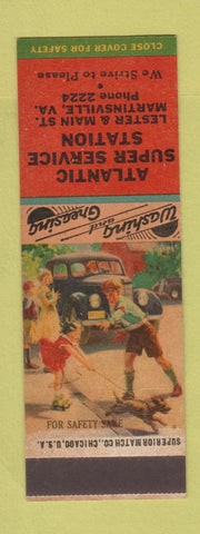 Matchbook Cover - Atlantic oil gas Martinsville VA SAMPLE low phone #