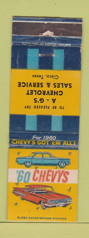 Matchbook Cover - 1960 Chevrolet Cisco TX WORN