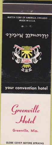 Matchbook Cover - Greenville Hotel MS