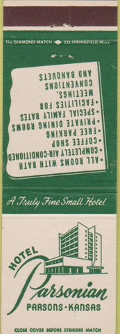 Matchbook Cover - Hotel Parsonian Parsons KS