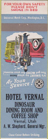 Matchbook Cover - Hotel Vernal UT