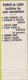 Matchbook Cover - Hotel Ponce De Leon Roanoke VA