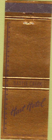 Matchbook Cover - Hart Hotel Battle Creek MI