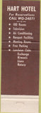 Matchbook Cover - Hart Hotel Battle Creek MI