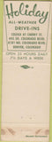 Matchbook Cover - Holiday Drive In Restaurants Denver CO