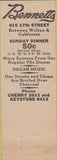 Matchbook Cover - Bennetts Restaurant Denver CO