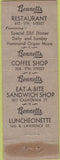 Matchbook Cover - Bennett Bros Restaurants Denver CO